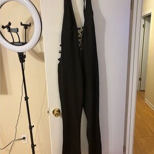 Fashion Nova Black Lace-Up Jumpsuit